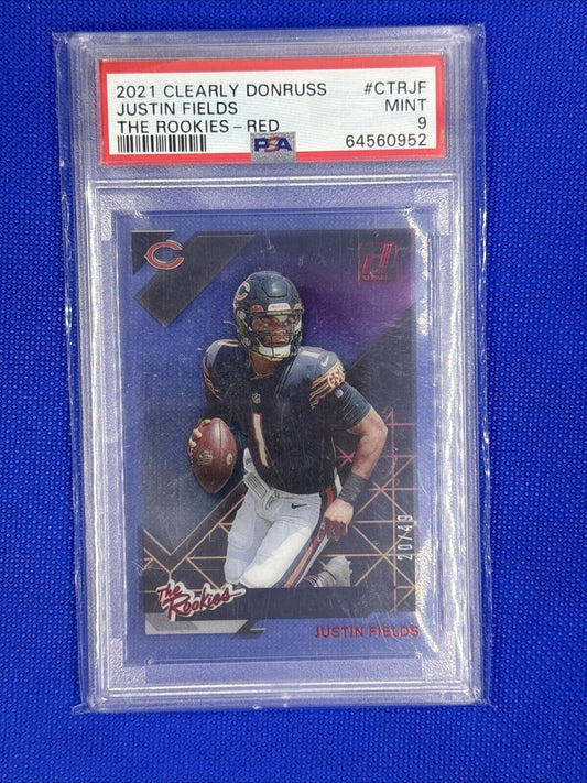 2021 Clearly Donruss the rookies red justin fields CTR-JF /49  PSA Mint 9