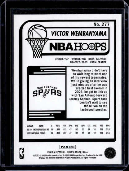 2023-24 Panini NBA Hoops - Rookies #277 Victor Wembanyama (RC) 