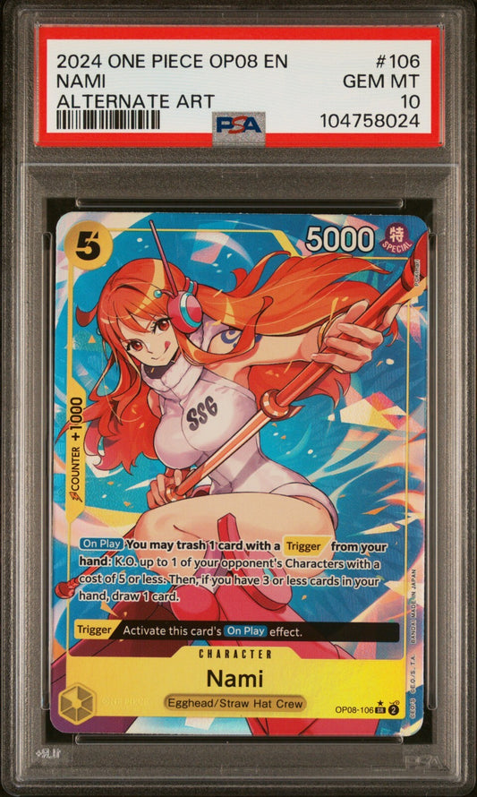 ONE PIECE OP08 - TWO LEGENDS 106 NAMI ALT ART PSA 10