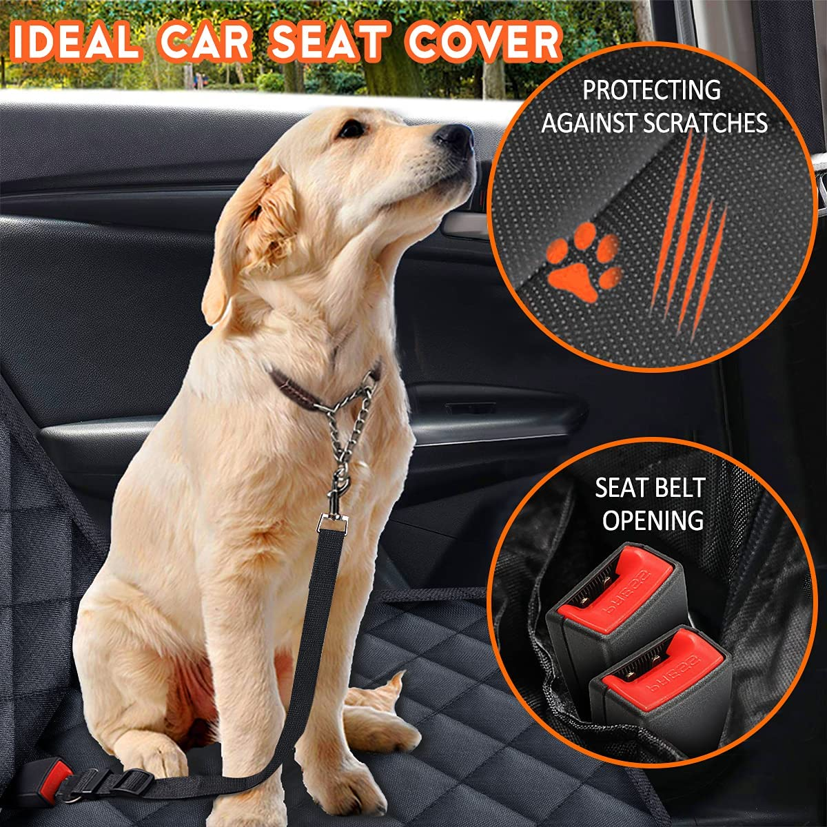 Dog Car Seat Cover, Back Seat Cover for Dogs Pet Car Seat Protector Waterproof B