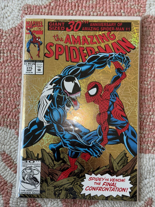 Amazing Spider-Man #375 Venom Gold Holo Foil Cover 1st Ann Weying Marvel 1993