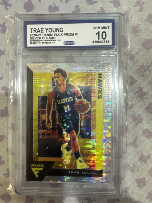 2020-2021 Panini Prizm Trae Young #1 Silver Pulsar ATL Hawks CCG Gem Mint 10