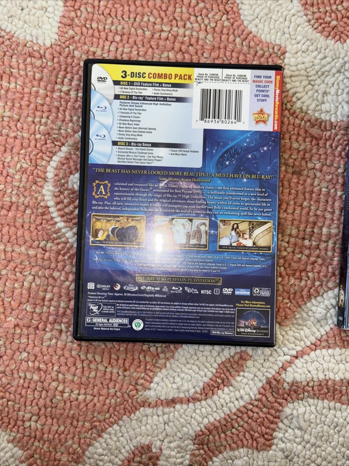 Beauty and the Beast (Blu-ray/DVD, 2010, 3-Disc Set, Diamond Edition)