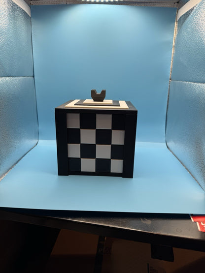 CHESS BOARD WITH STORAGE, With Magnetic Attachment For Lid And Board