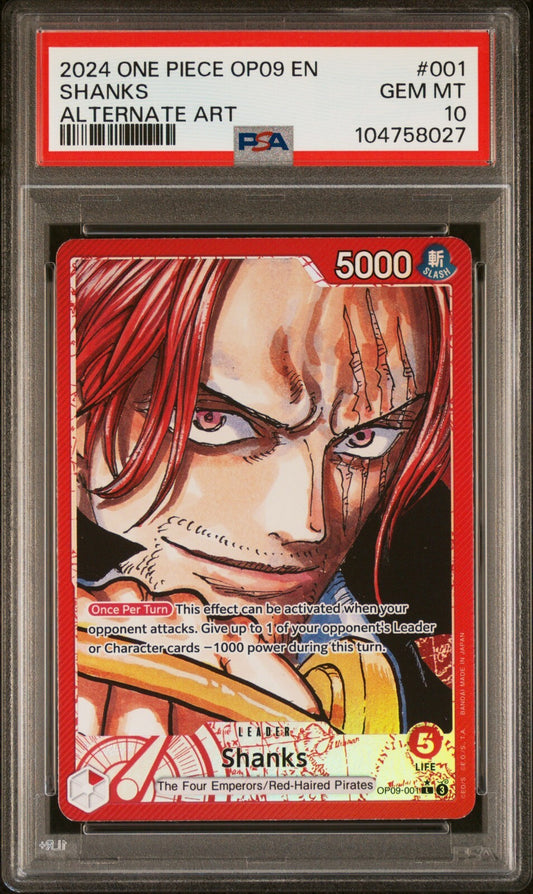 ONE PIECE OP09 - EMPERORS IN THE NEW WORLD 001 SHANKS ALT ART PSA 10