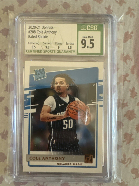 2020-21 Panini Donruss - Rated Rookies #208 Cole Anthony (RC) CSG 9.5 Gem Mint