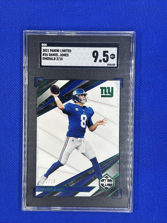 2021 Panini Limited Spotlight Daniel Jones #26 Emerald 02/10 SGC 9.5 Mint