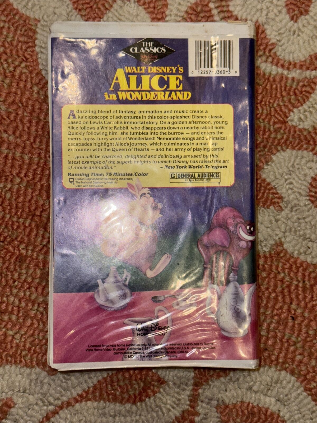 Alice in Wonderland (VHS Tape, 1997, Walt Disney) Black Diamond Classics