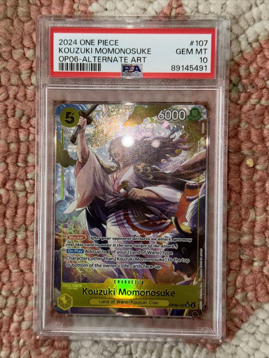 PSA 10 Kouzuki Momonosuke OP06-107 Alt Art English *POP 1* - Wings of Captain