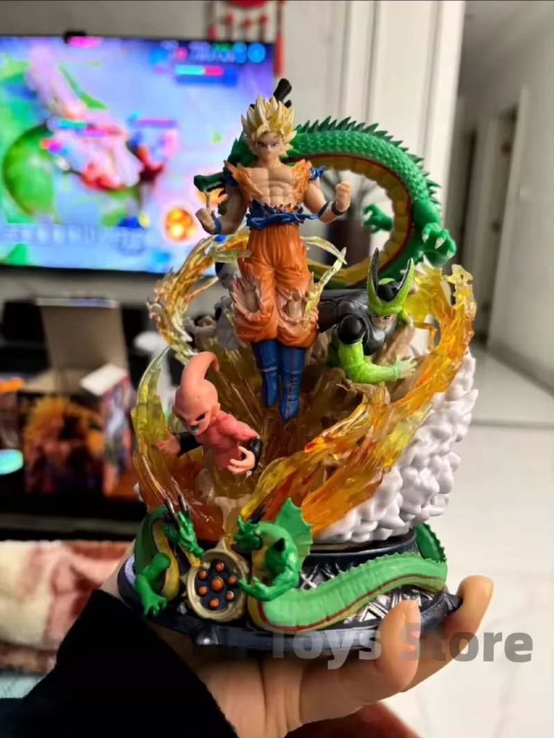 New 23Cm Dragon Ball Son Goku Figure Super Saiyan Figure Cell Shenron Buu Figure