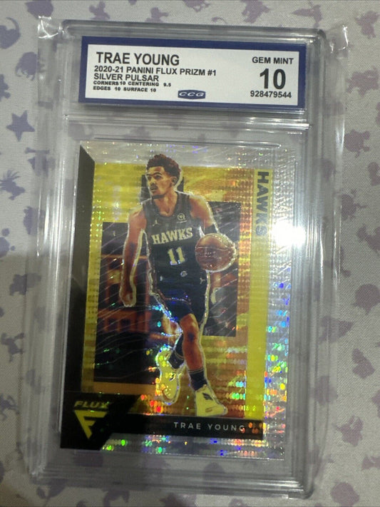 2020-2021 Panini Prizm Trae Young #1 Silver Pulsar ATL Hawks CCG Gem Mint 10