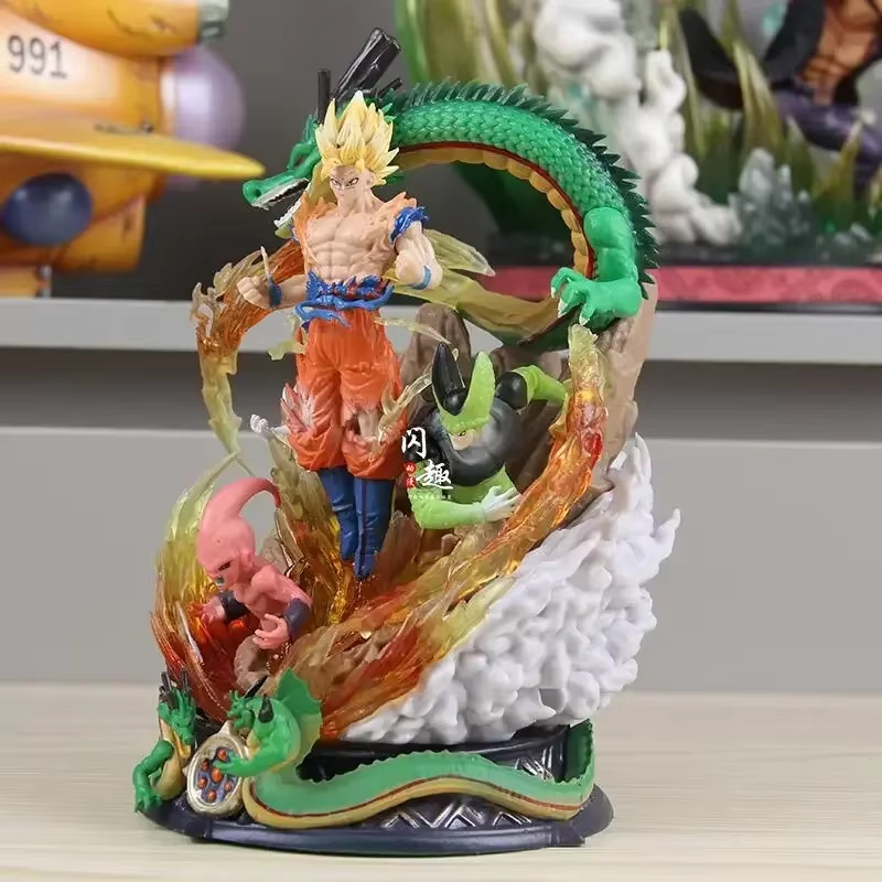 New 23Cm Dragon Ball Son Goku Figure Super Saiyan Figure Cell Shenron Buu Figure