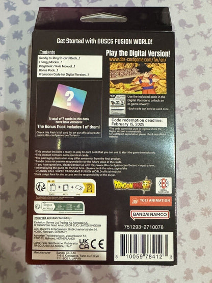 DRAGON BALL SUPER TCG FUSION WORLD SON GOKU STARTER DECK FS01 NEW/FACTORY SEALED