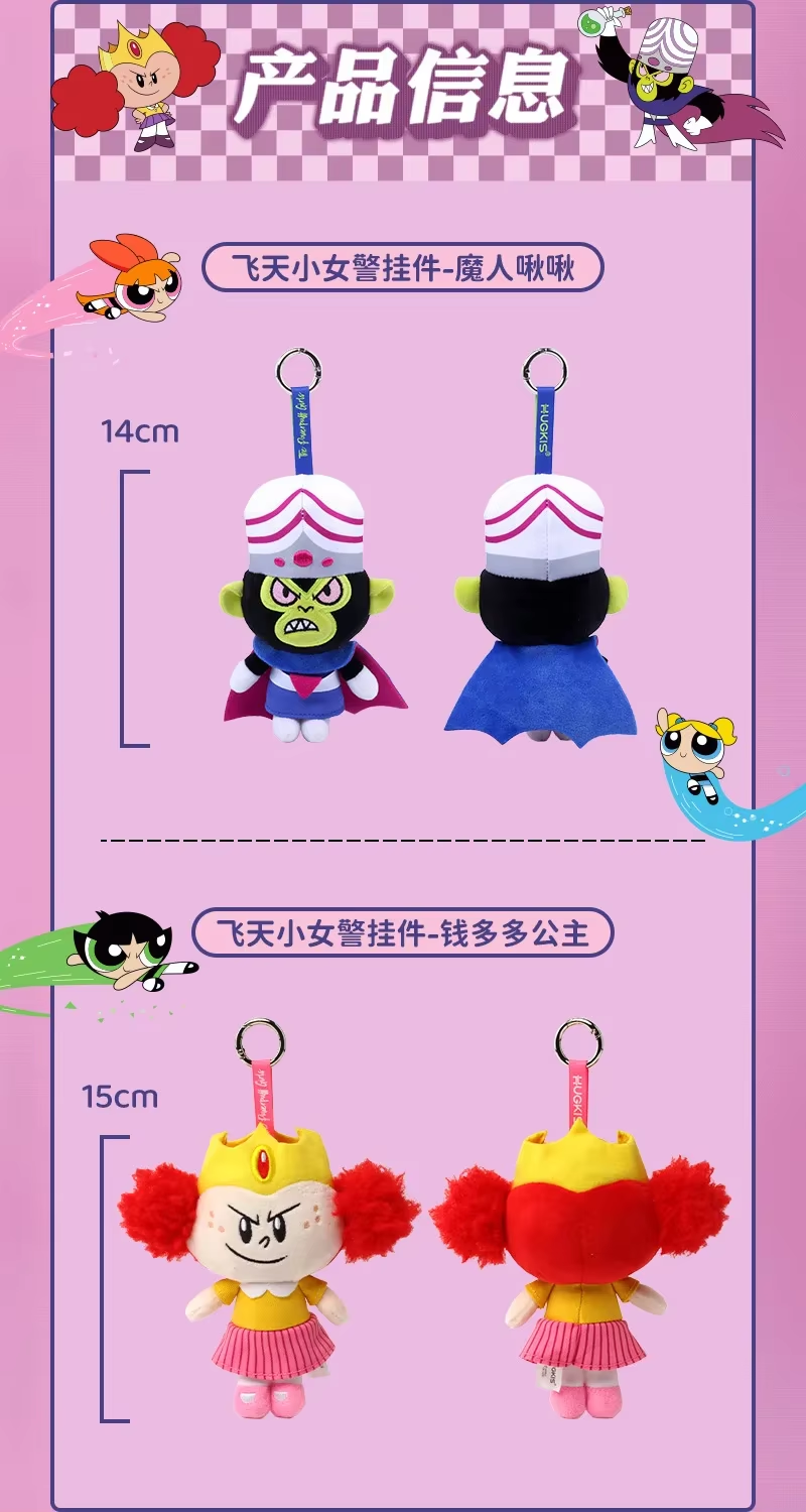 New Kawaii Anime the Powerpuff Girls Plush Keychain Mojo Jojo
