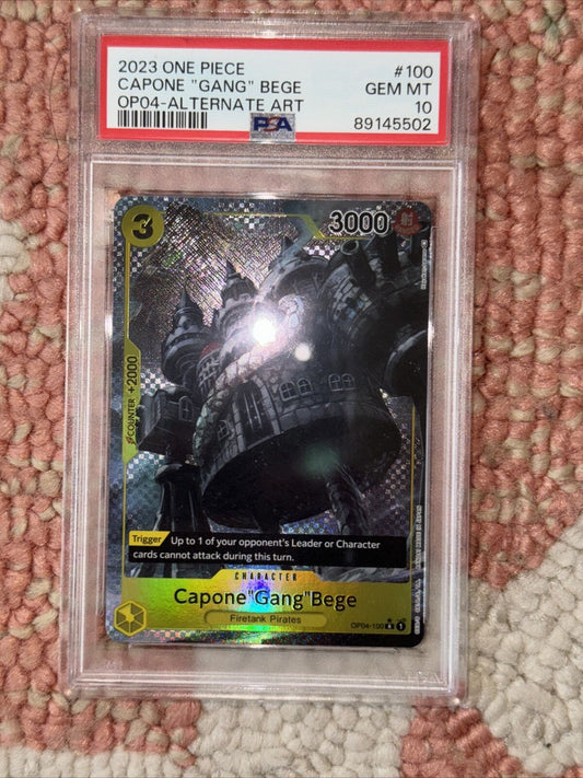 2023 One Piece Kingdoms of Intrigue 100 Capone "Gang" Bege Alternate Art PSA 10
