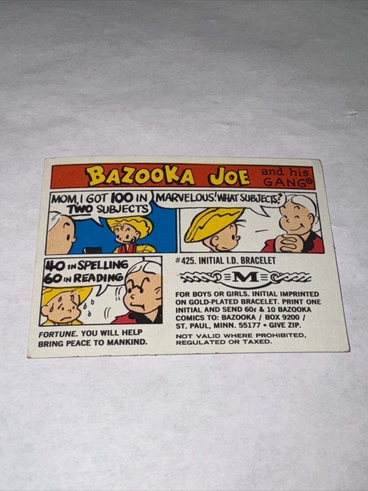 Bazooka Joe and His Gang Puzzle #1  Card # 425