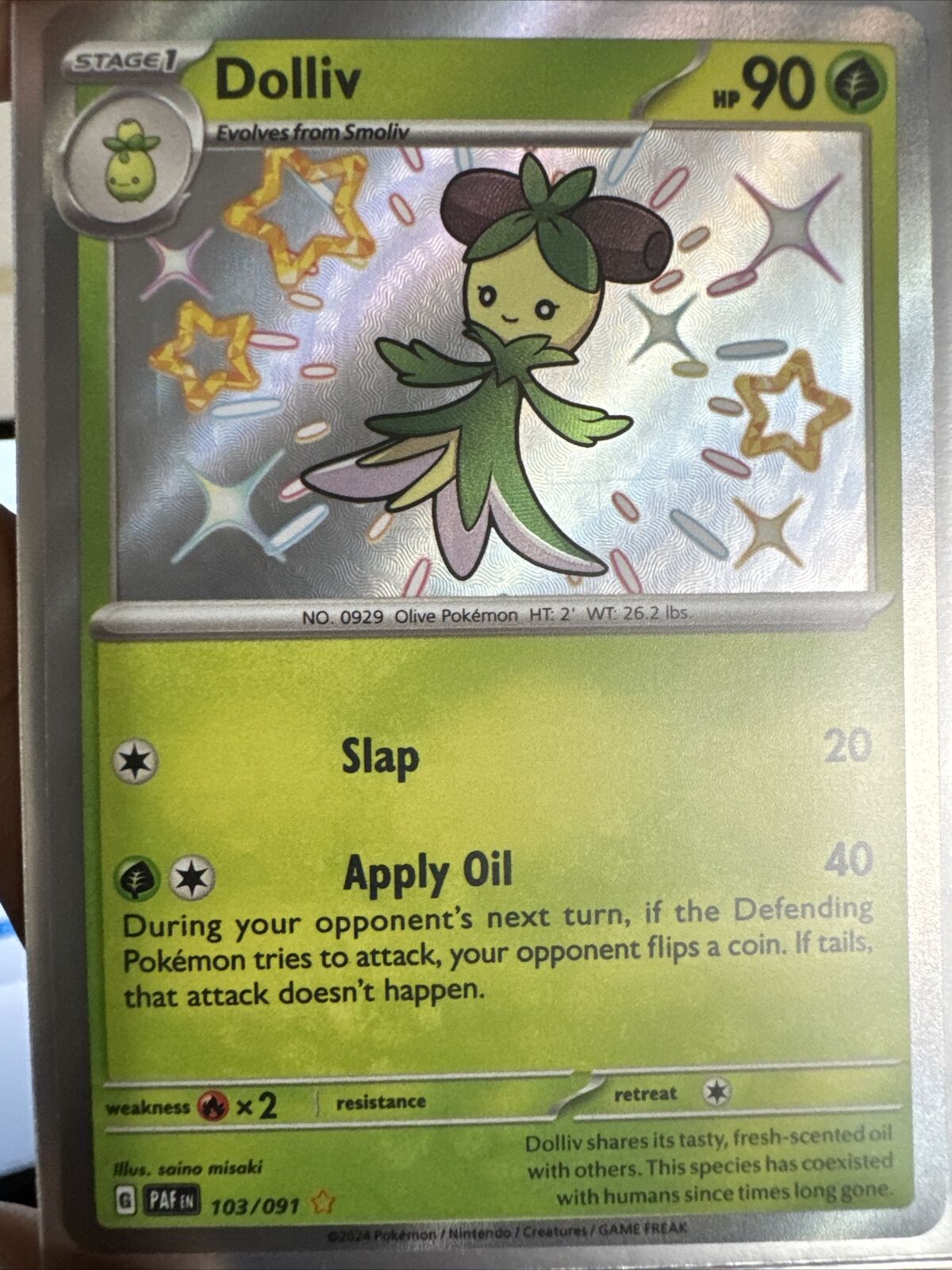 Pokémon TCG Dolliv Scarlet & Violet: Paldean Fates 103/091 Holo Shiny Rare