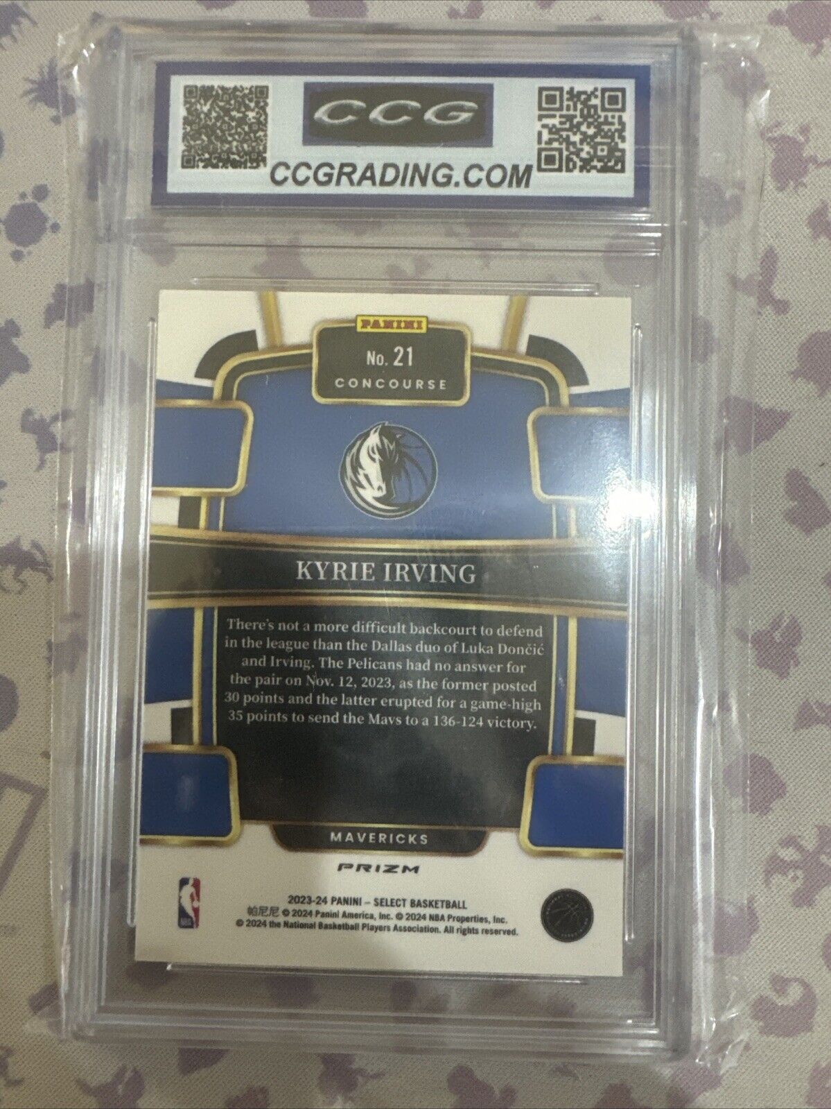 Kyrie Irving 2023-24 Panini Select Tectonic Silver Prizm Concourse #21 CCG 9.5