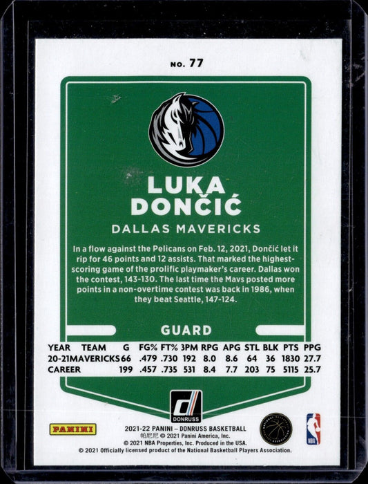 2021-22 Panini Donruss -  #77 Luka Dončić (Teal Laser)