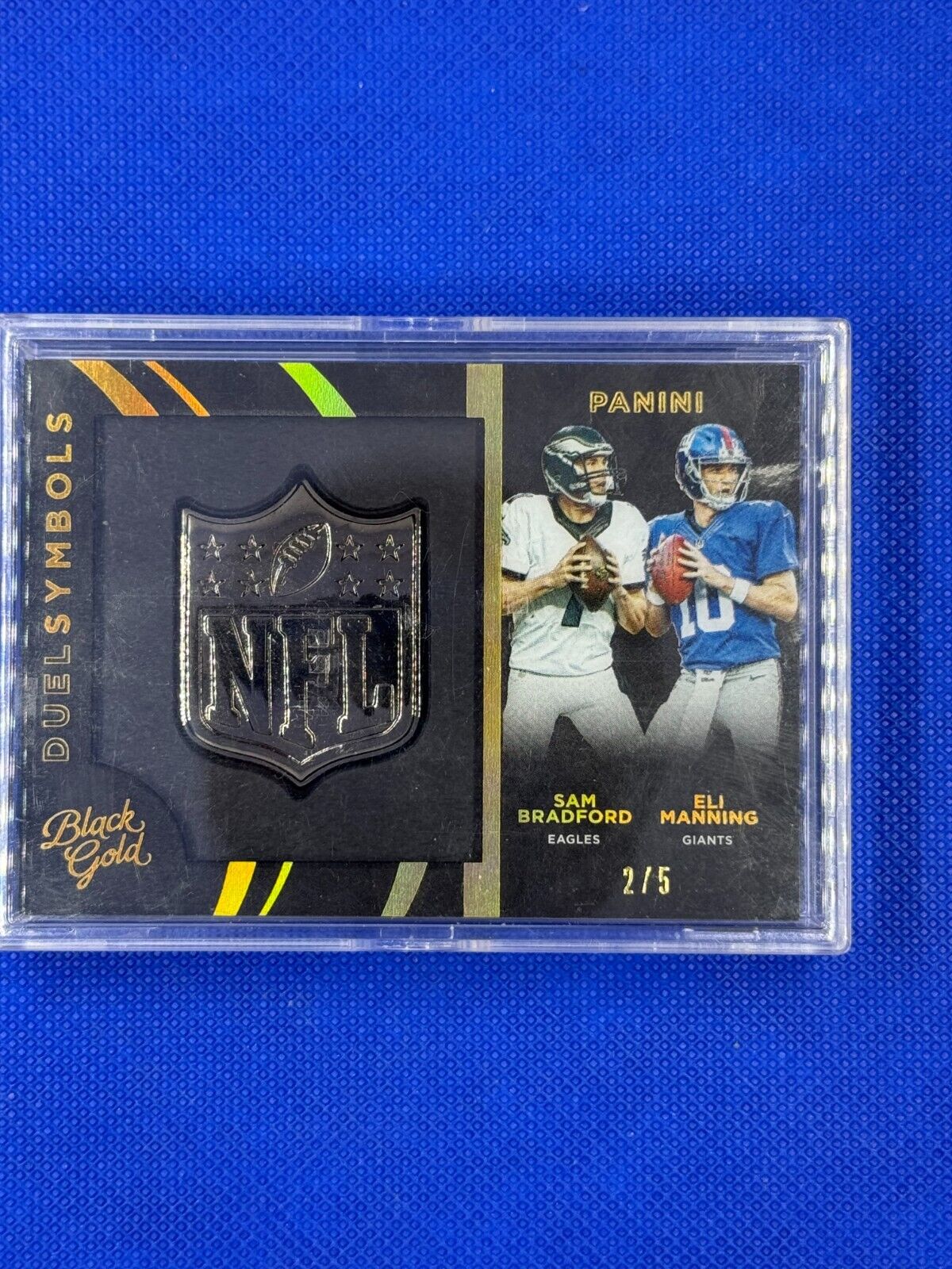 SAM BRADFORD & ELI MANNING DUEL SYMBOLS 2/5 (Refactor) Panini Black Gold