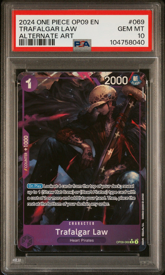 ONE PIECE OP09 - EMPERORS IN THE NEW WORLD 069 TRAFALGAR LAW ALT ART PSA 10
