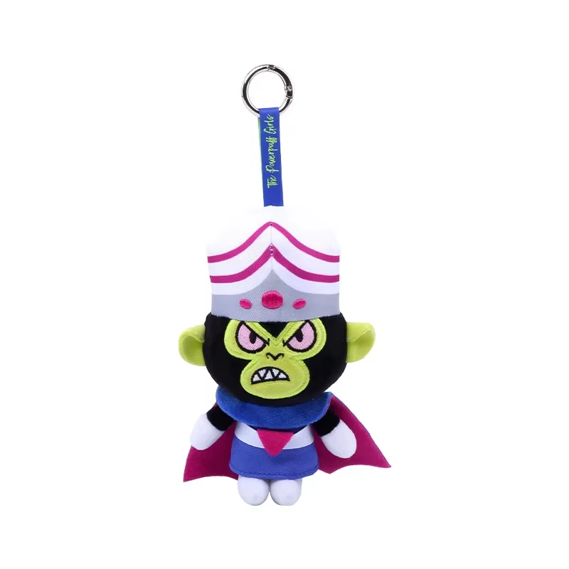 New Kawaii Anime the Powerpuff Girls Plush Keychain Mojo Jojo