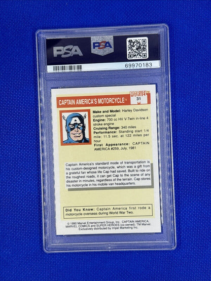 1990 Marvel Universe CAPTAIN AMERICA'S MOTORCYCLE #31 PSA 7 NM Steve Rogers