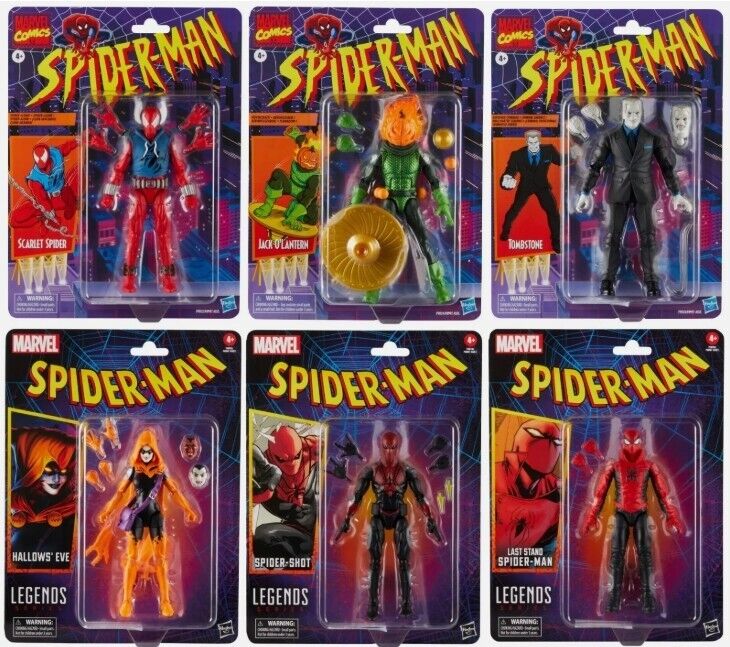 2024 Marvel Spider-Man Legends Retro Card Wave 4 6" Scale Hasbro Figures Set 6pc