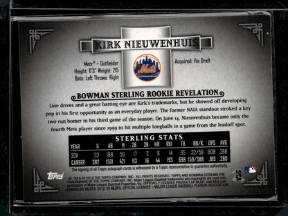2012 Bowman Sterling Auto Rookie Refractor /199 Kirk Nieuwenhuis Auto RC
