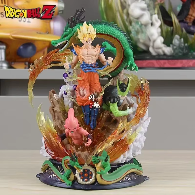 New 23Cm Dragon Ball Son Goku Figure Super Saiyan Figure Cell Shenron Buu Figure