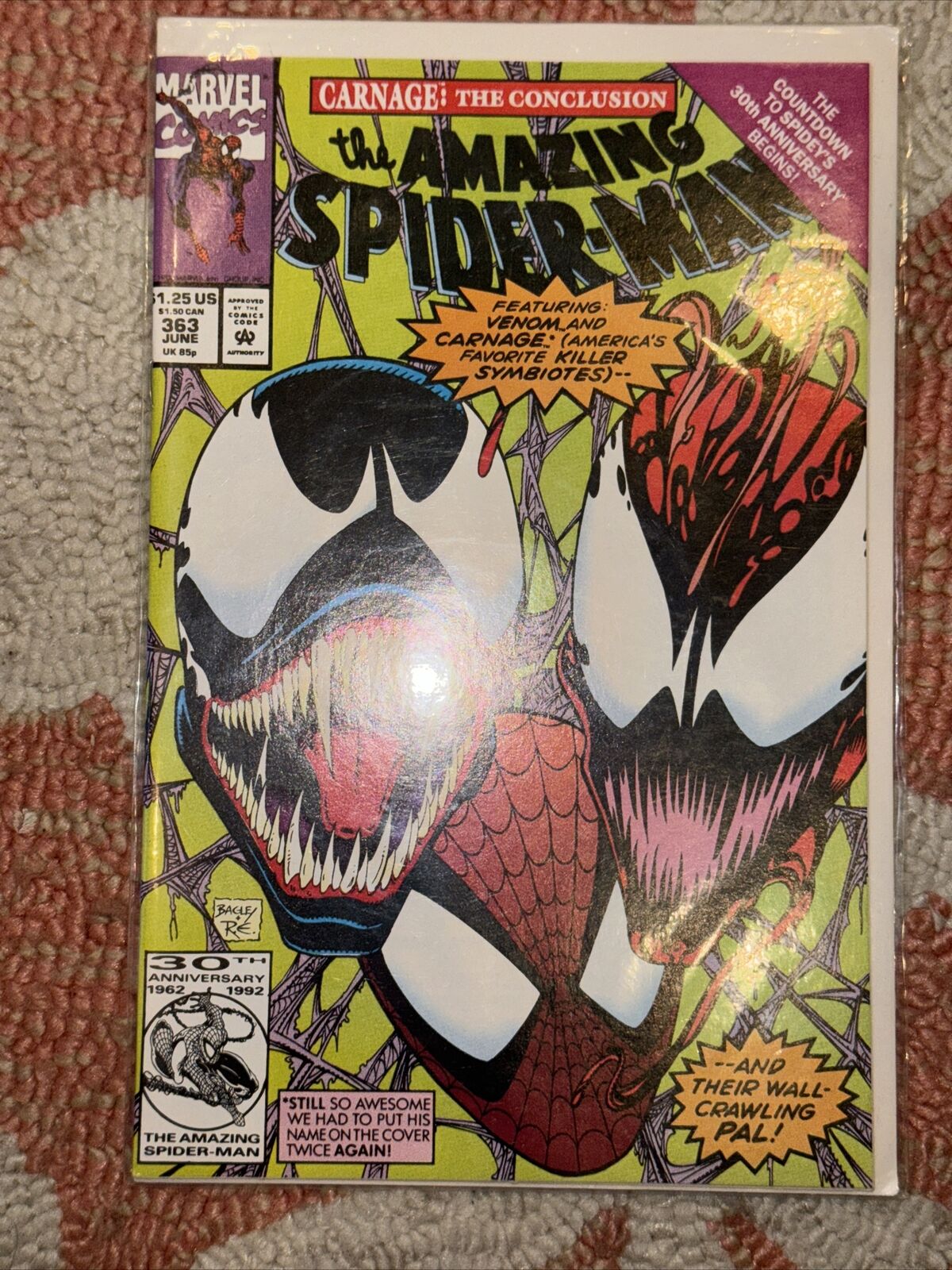 Marvel Amazing Spiderman # 363    1992    Carnage + Venom   High Grade