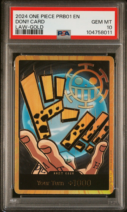 ONE PIECE PRB01 DON!! CARD TRAFALGAR LAW-GOLD PSA 10