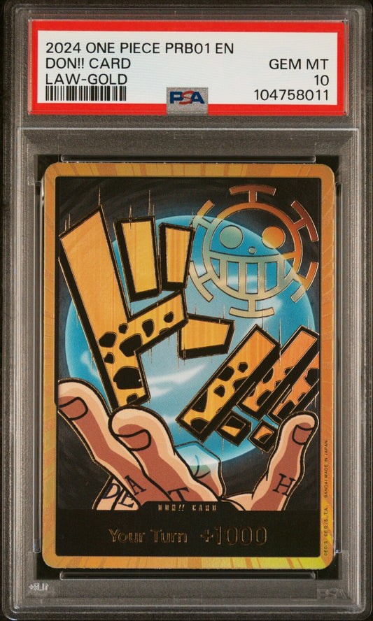 ONE PIECE PRB01 DON!! CARD TRAFALGAR LAW-GOLD PSA 10