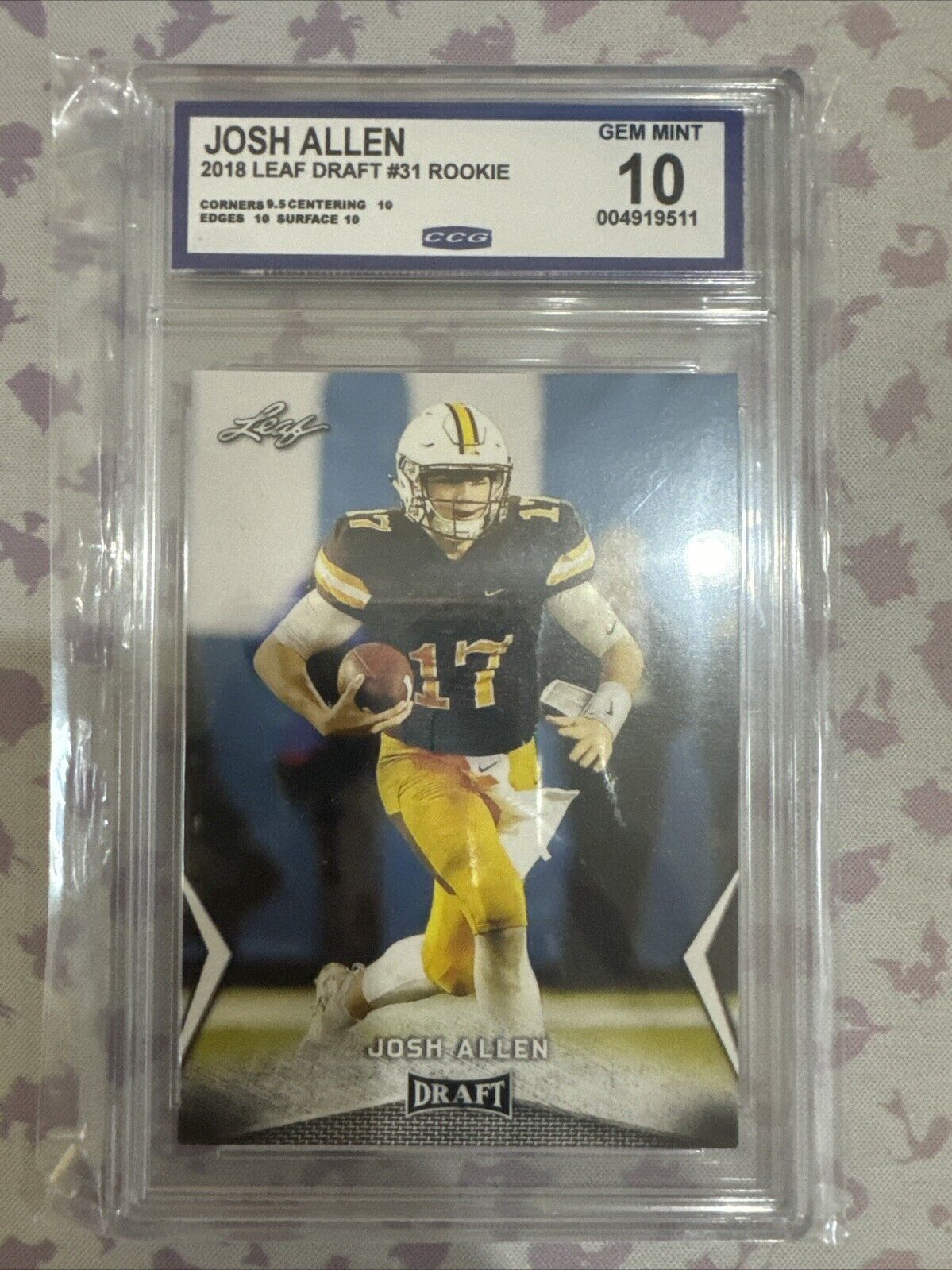 2018 Leaf Draft Josh Allen Rookie #31 CCG 10 GEM MINT Bills, Wyoming Cowboys