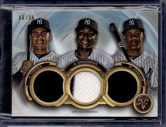 2019 Topps Triple Threads - Relic Combos #RCC-TGA Torres, Gregorius, Andujar /36