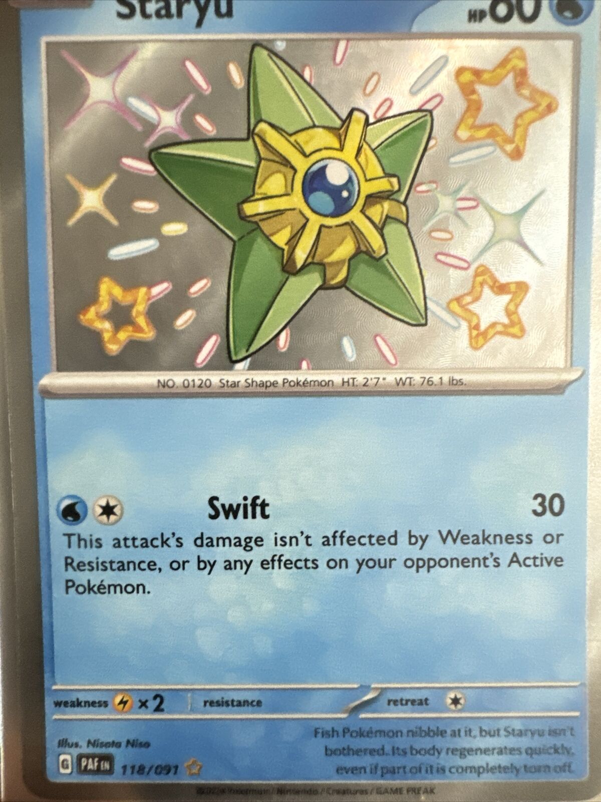 Pokémon TCG Staryu Scarlet & Violet: Paldean Fates 118/091 Holo Shiny Rare