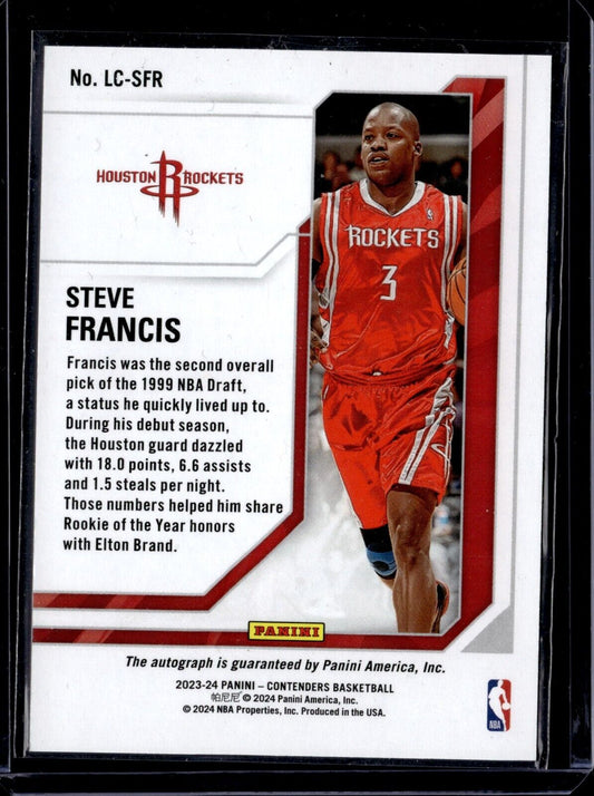 2023-24 Panini Contenders Legendary Contenders Auto #LC-SFR Steve Francis /75 