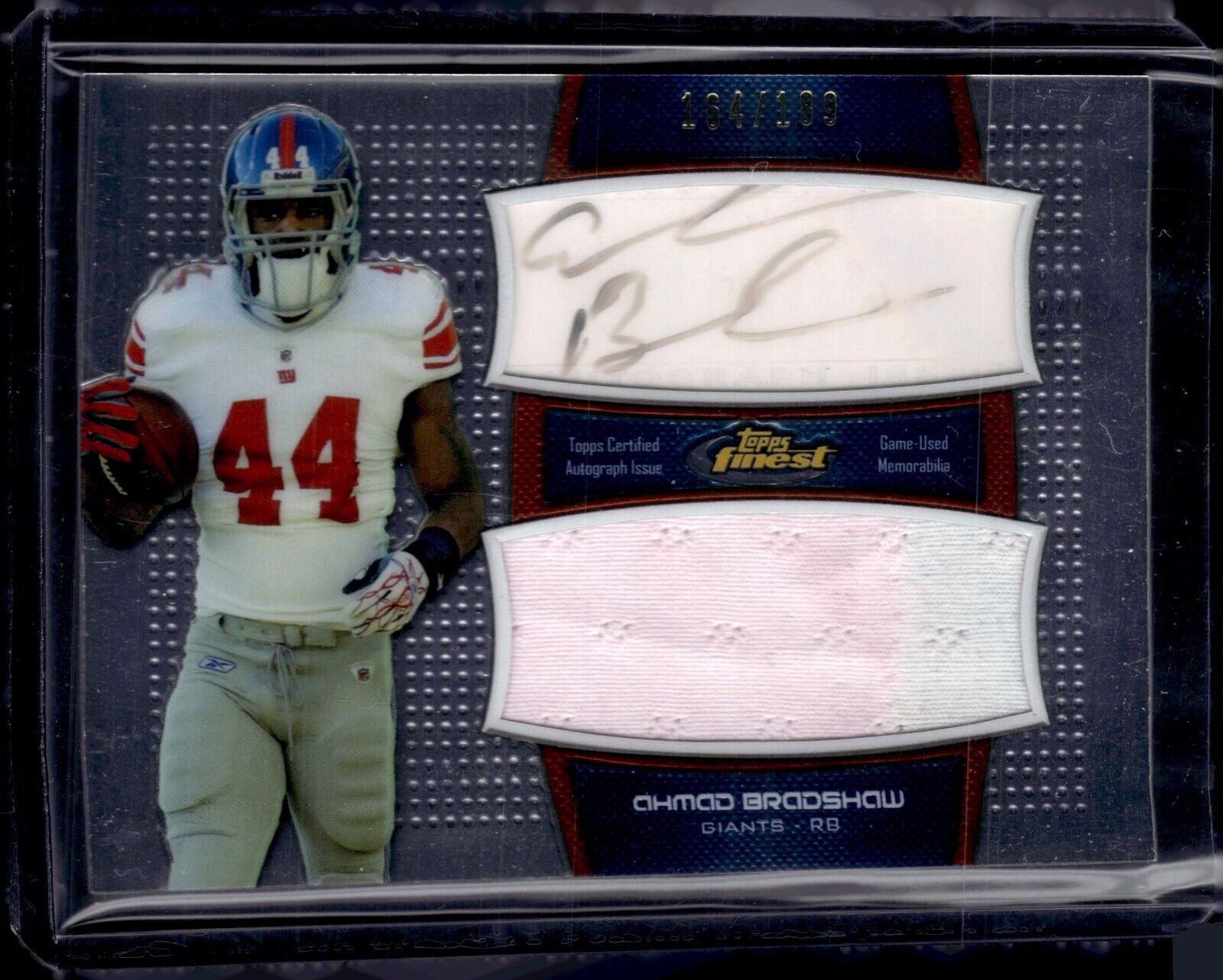 2011 Topps Finest Auto Jumbo Relics /189 Ahmad Bradshaw #AJR-AB (AU, MEM)