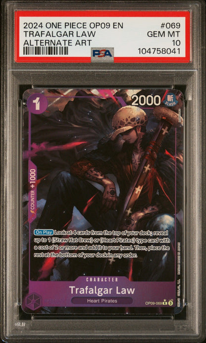 ONE PIECE OP09 - EMPERORS IN THE NEW WORLD 069 TRAFALGAR LAW ALT ART PSA 10