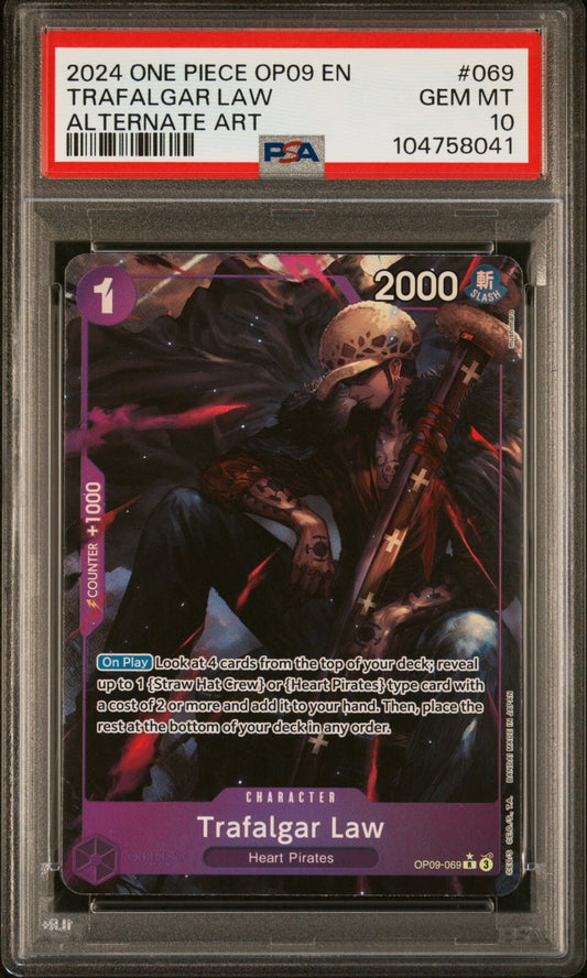ONE PIECE OP09 - EMPERORS IN THE NEW WORLD 069 TRAFALGAR LAW ALT ART PSA 10