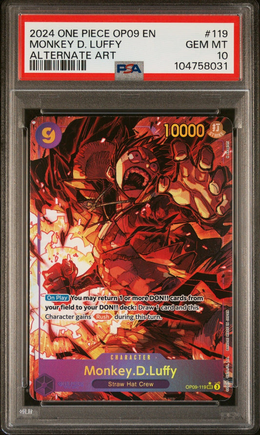 ONE PIECE OP09 - EMPERORS IN THE NEW WORLD 119 MONKEY D. LUFFY ALT ART PSA 10