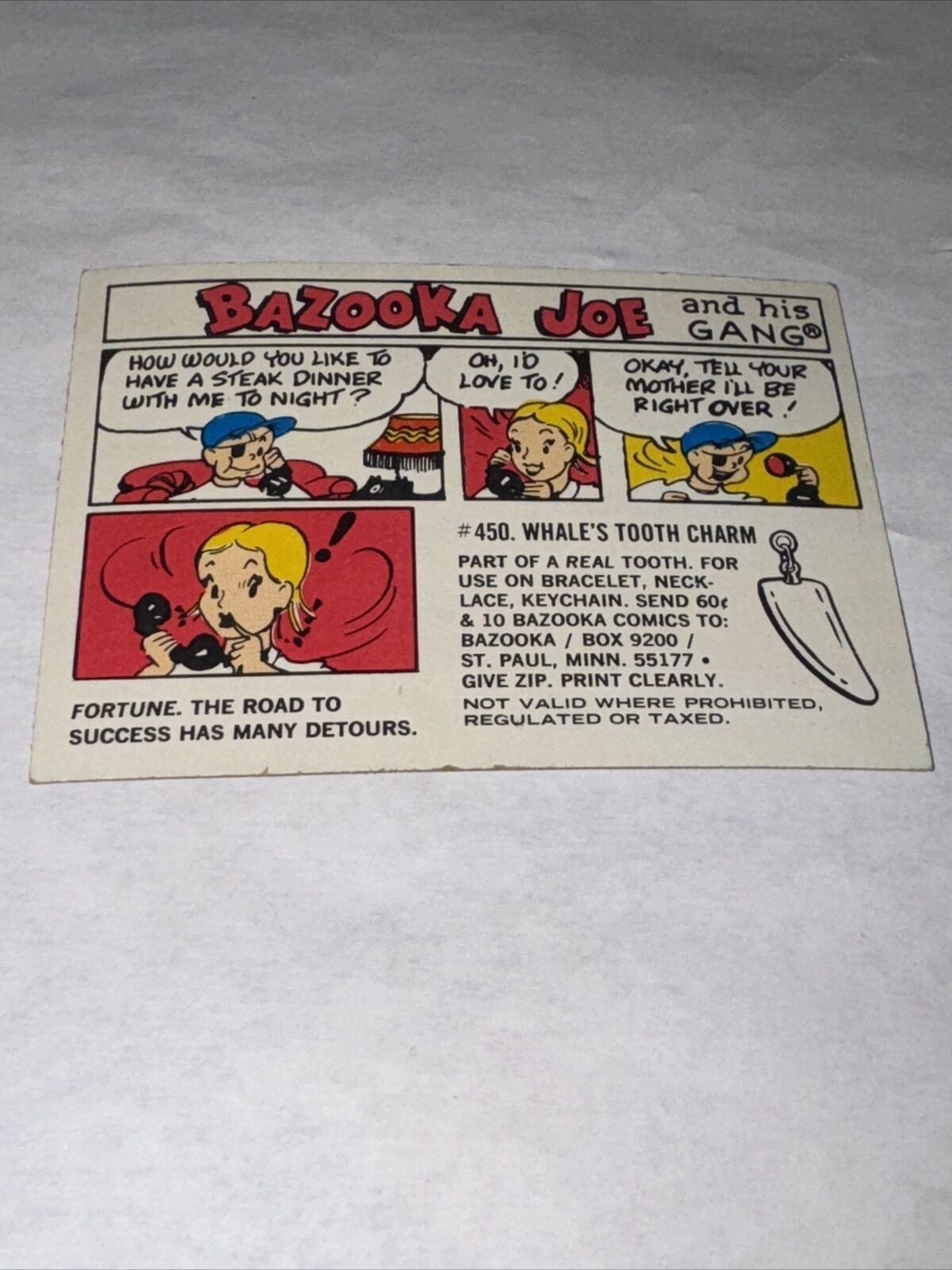 Bazooka Joe Puzzle 1 Card # 450