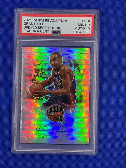2021 Panini Revolution Grant Hill #GHI UPD-'20 SPCT HOF SIG PSA 9 MInt Auto 10 