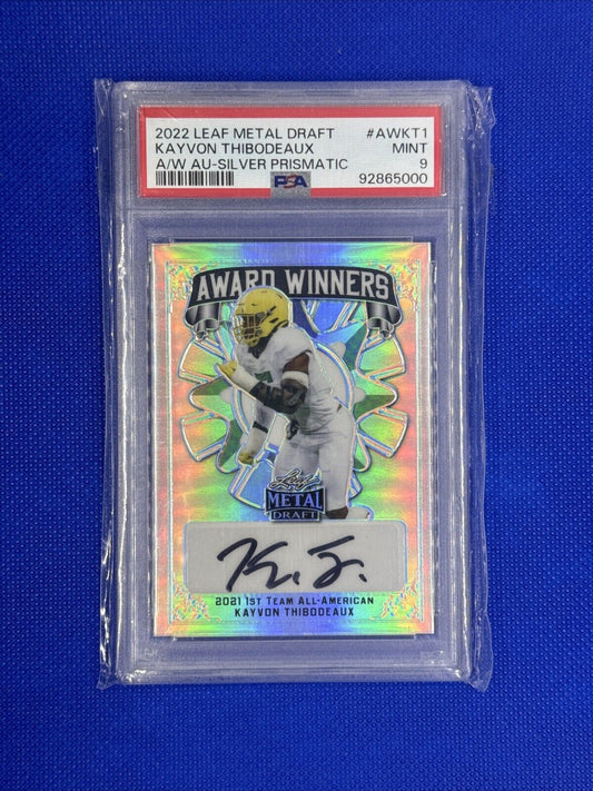 2022 Leaf Metal Kayvon  Thibodeaux Award Winner Auto /40 AW-KT1 PSA Mint 9