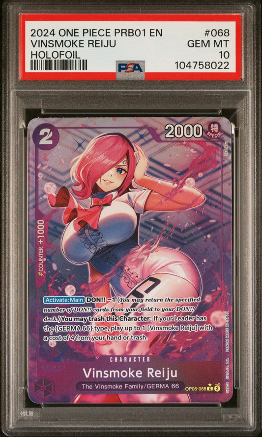 ONE PIECE PRB01 - 068 VINSMOKE REIJU HOLOFOIL PSA 10