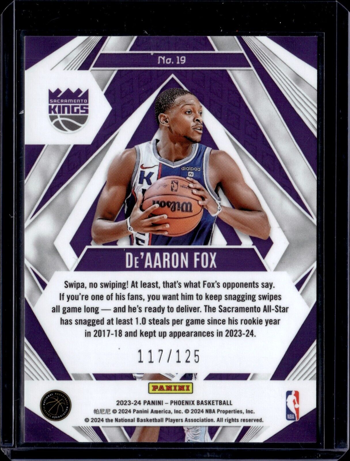 2023-24 Panini Phoenix - Paragon #19 De'Aaron Fox /125 
