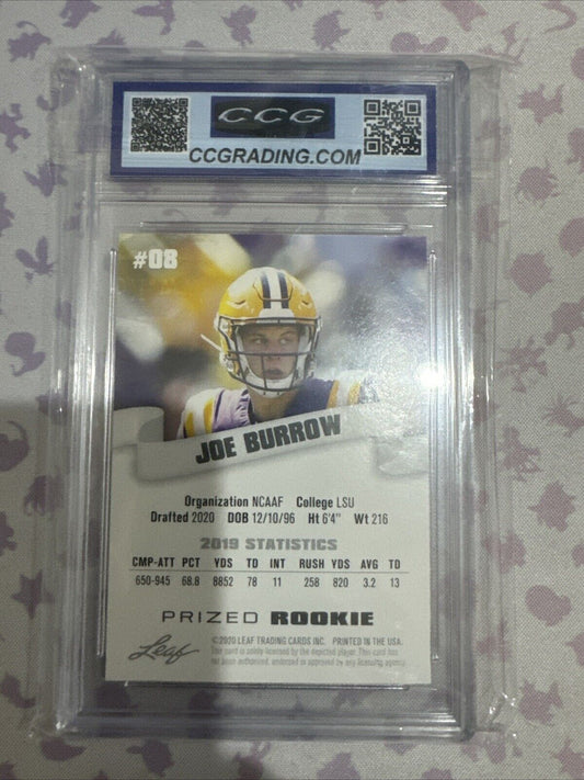 Joe burrow (RC) Graded Gem 10 - 2020 Leaf Special Release Prized Rookie #08