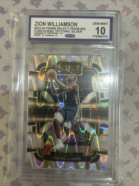 2023-24 Panini Select Concourse Silver Prizm #36 Zion Williamson CCG Gem Mint 10