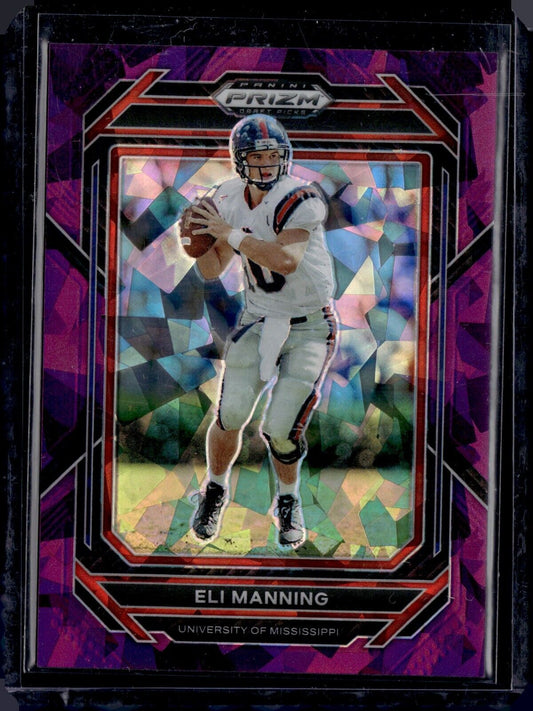 2023 Prizm Draft Picks Eli Manning Purple Cracked Ice /149 Giants/Mississippi