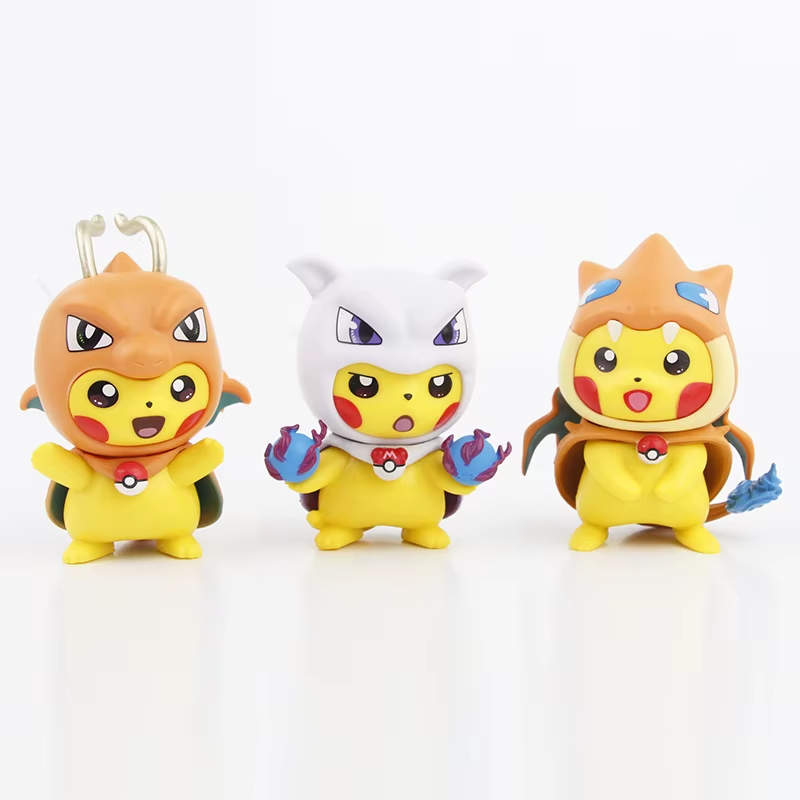 New 6Pcs/Set Pokemon Pikachu as Charizard Mew Figure Toys 7Cm